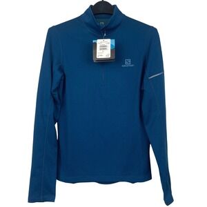 NEW Salomon Agile Half Zip Mid Layer Mens XS Pullover 1/4 Zip Poseidon Blue $75